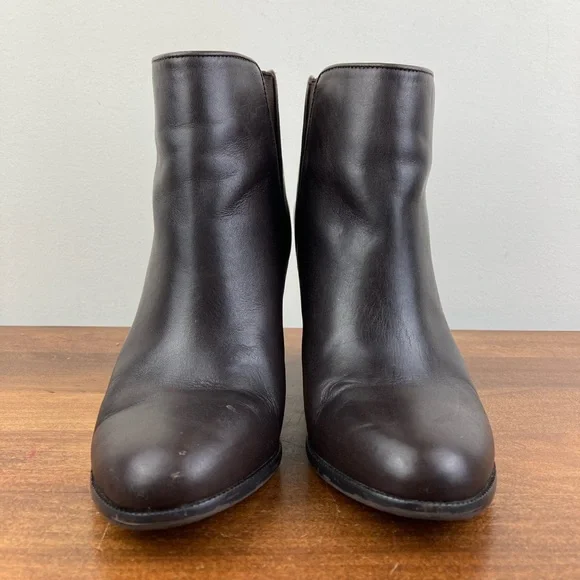 Ann Taylor Leather Ankle Bootie Brown Women’s Size 7M Pull On Boots Heeled. - Picture 3 of 13